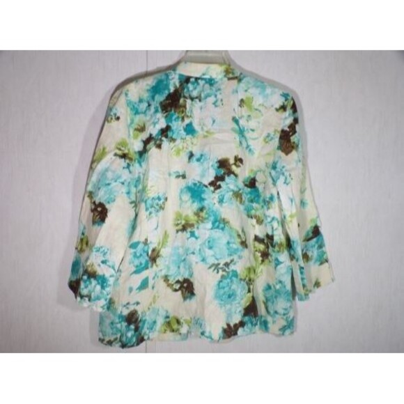 Peck & Peck Weekend Womens Open Shirt Top Size 12 100% Linen - Picture 3 of 5